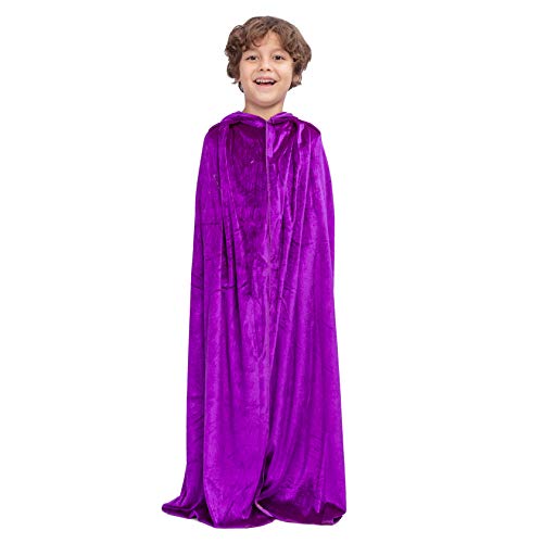 Spooktacular Creations Long Hooded Cloak Velvet Cape Child (Purple) #TOP2