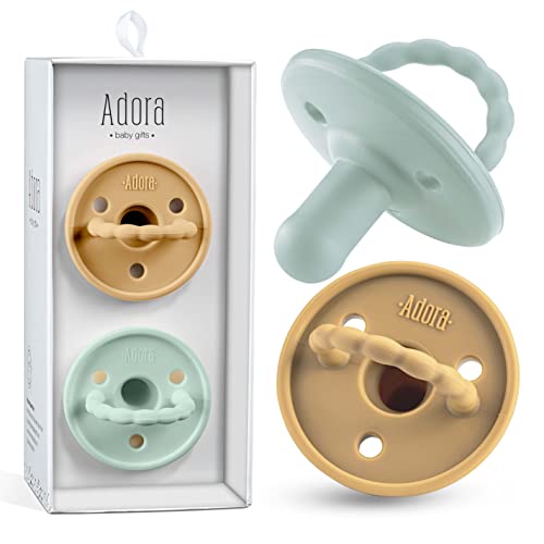 Image of Baby Soother Pacifiers - Silicone Pacifier for Boys/Girls - Newborn Pacifiers Set of 2 - Newborn Baby Essentials, BPA Free