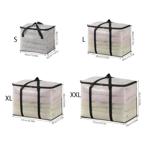 Clear Comforter Storage Bag with Zip Closure and Wide Handles for Dorm Rooms, Closet Shelves, and Home Packing Transparent Bedding Storage Bag Clear Comforter Organizer Zip Closure Closet Dorm Blanket - Image 3