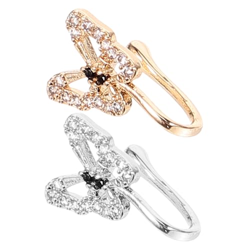 WOFASHPURET 2pcs Butterfly Nose Stud Jewelry Clip-on Nose Ring Hoop for Women Non Pierced Cuffs