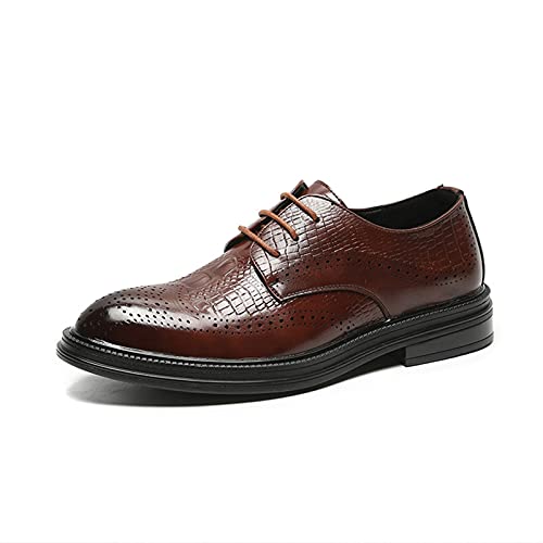DikkkisostX Vestido Oxford for Hombres Lace Up Negro Redondo Rojo Toe Brogue ala en Relieve Tip Faux de Cuero Antideslizante Antideslizante Antideslizante Resistente a la Suela de Goma Baja Cover