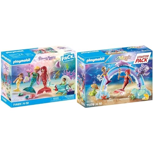 PLAYMOBIL Princess Magic 71469 Ausflug der Meerjungfrauenfamilie ab 4 Jahren & Magic 71379 Starter Pack Meerjungfrauen, ab 4 Jahren