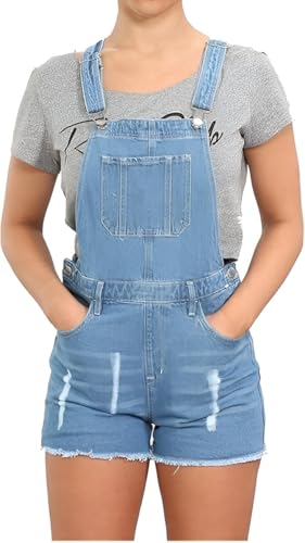 SubMeHa Girls Kids Denim Dungaree Short Length Pinafore Ribbed Jumpsuit Play Suit UK Size 8Yrs to 14Years (UK, Age, 11 Years, 12 Years, Regular, Light Blue)
