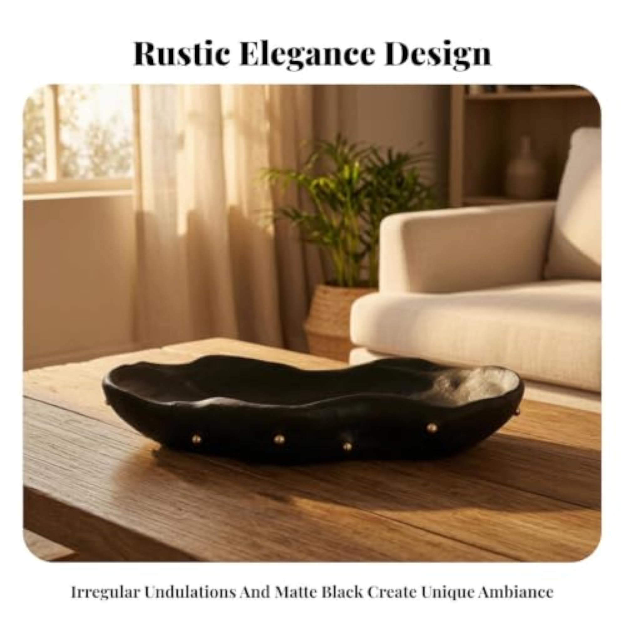 Rustic Resin Tray with Gold Feet, Shallow Open Basin Catchall
