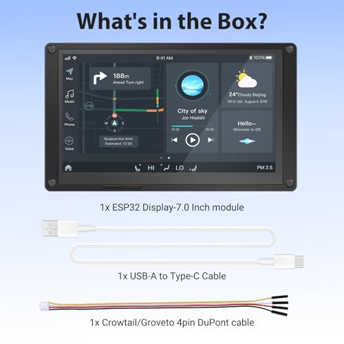Image of ESP32 Display, 7 Inch HMI ESP32-S3 IPS Touch Screen with Acrylic Case, ESP32 Touchscreen with 800x480 Resolution, Up to 240MHz Frequency, Compatible with Arduino, PlatformIO, MicroPython