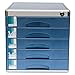 Produktbild Schreibtischlampe Erweiterbares Organisationssystem 5 Schubladen Desktop Datenspeicher Box Key Lock Metall Blau 11,8 * 14,1 * 12 Zoll
