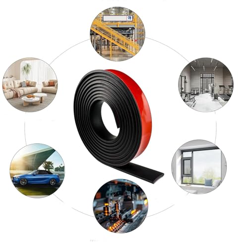 Gummistreifen selbstklebend,Vollgummi Gummiprofil,Neopren Gummimatte Gummiplatte, für DIY-Dichtungen, Abdeckung, Bodenbeläge Schutz, Isolation, Anti-Vibration, Anti-Rutsch,50mm,1.5mm,300cm