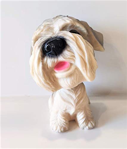 Image of Awestuffs Dog Bobblehead Resin Bobblehead Action Figure for Car, Desk, Office, Home Decor (Schnauzer)