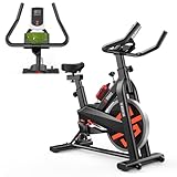 SQUATZ Indoor Exercise Bicycle With Training Console, 4-Way Adjustable Seat and Handlebar, 8 Resistance Levels, Workout Equipment for Home Gym with Comfortable Seat Cushion, Digital LCD Display