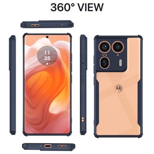 Image of Pikkme Moto Edge 50 Ultra 5G Back Cover | Crystal Clear Transparent Back | Ultra Hyrbid | Full Camera Protection | Raised Edge | Bumper Back Case (Blue)