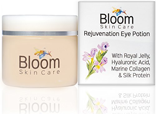 Bloom Skin Care Rejuvenating Eye Cream and Potion .5oz- Hyaluronic Acid and Royal Jelly to keep skin plump and hydrated - Anti Aging Wrinkle Moisturizer for Natural Firming Beauty for Women and Men