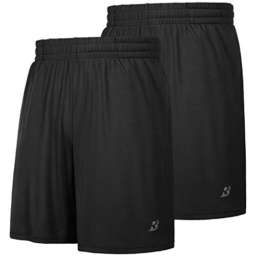 Roadbox Workout Shorts for Men Athletic Gym Running Basketball Quick Dry Short 7 Inch with Pockets for Fitness Sports 2 Pack