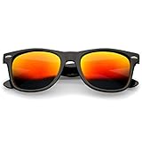 zeroUV - Retro Colored Mirror Polarized Lens Square Horn Rimmed Sunglasses 55mm (Black / Orange Mirror)