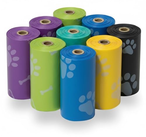 Image of Tails poop Bags for Dog Waste, diaper disposal or waste bags Extra Thick Strong 100% Leak Proof Dog Waste Bags(Multicolor, 15 Rolls, 225 Bags)