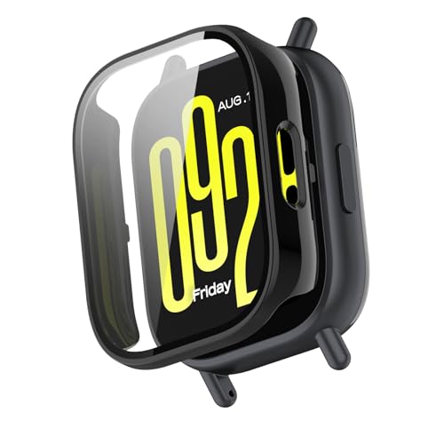 CiimWaa For Xiaomi (�V���I�~) Redmi Watch 5 Active �P�[�X PC�f��+�����K���X�t�B���� �ی�P�[�X ��̌^�J�o�[ �ϏՌ� ���h�~ �ϐF�h�~ �y�� �����ȒP �����ߗ� �w��h�~ �S�ʕی� �����x �J�o�[ Xiaom
