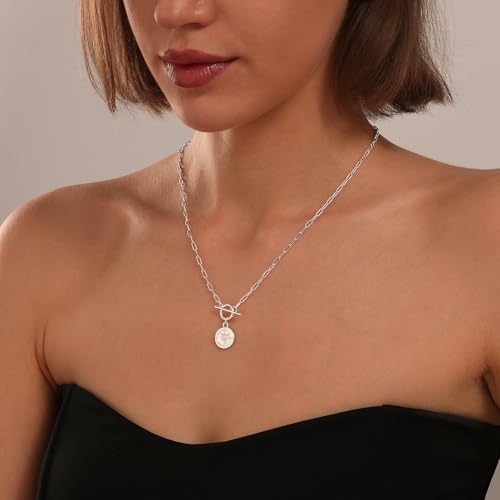 Image of Gold Silver Necklace for Women, Dainty Cubic Zirconia Pendant