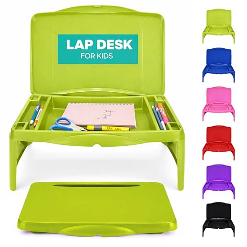 MAVOCRAFT Foldable Kids Lap Tray with Storage - Portable Lap Desk Kids & Adults - Kids Lap Desk for Breakfast in Bed, Serving Tray, Car Desk & Gaming (Green)