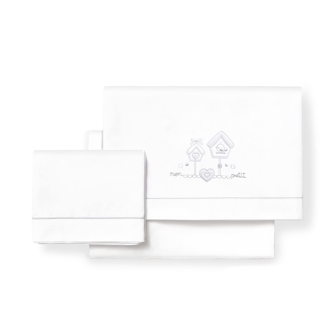 Draps de berceaux Mon Petit blanc et gris de qualité supérieure - 2
