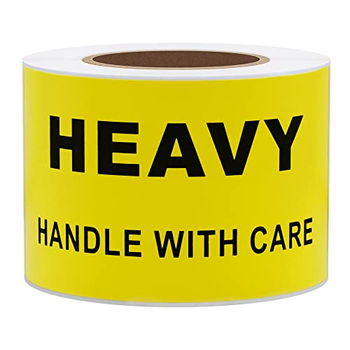 Aleplay 2"×4" Heavy Handle with Care Stickers - Production Handling Shipping Labels Yellow - 200 Stickers Per Roll