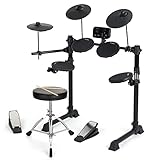 Electric Drum Set, Electronic Drum Kit for Kids and Beginner with 120 Sounds, 10 Demo Songs, Mesh Drums with Drum Throne, Sticks