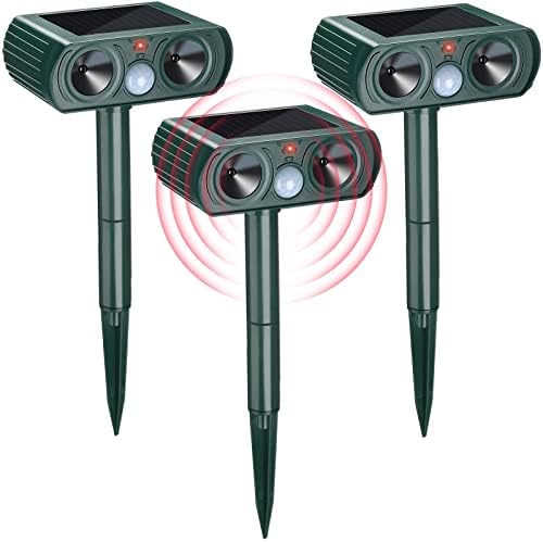 Ultrasonic Solar Animal Repeller Outdoor Cat Repellent with Motion Sensor Waterproof and Weatherproof Ultrasonic Squirrel Repeller Cat Dog Repeller Cat Animal Repeller for Garden Yard Farm (3)