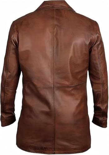 Image of Sarwah&co Men's Classic Button-Up Genuine Lambskin Leather 3 /4 Lenght Car Coat Winter Jacket