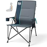 TIMBER RIDGE Oversized Camping Chair with Lumbar Support, Portable Folding Chair Heavy Duty for Adults Supports 450 LBS for Outdoor Camping, Lawn, with High Back, Cup Holder, Side Pocket - Blue