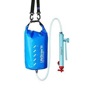 Compacte drinkfles met groot volume met filterrietje van LifeStraw, uniseks, LifeStraw Mission compacte waterreiniger met hoog volume, blauw, 5 liter