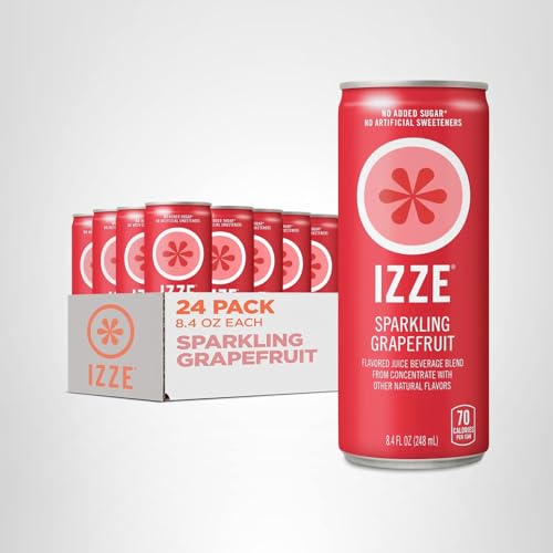 IZZE Sparkling Water Juice Beverage Blend, Grapefruit, No Sugar Added, 8.4 FL OZ, 24 Cans