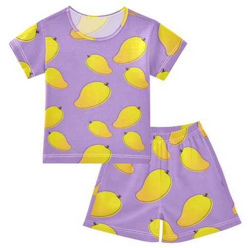 Mango Purple Cute Cartoon Pattern Summer Cute Pajama Sets, Short Sets for Daily Wears and Sleep Wears