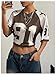 SHENHE Women's Oversized Graphic Football Jersey Shirt Mesh Short Sleeve Tee Top Streetwear Coffee Brown Medium
