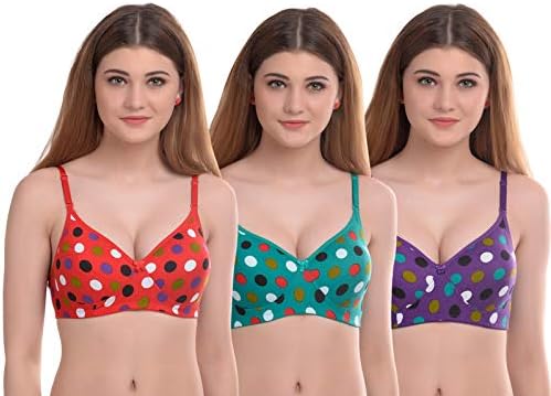 LEZAIRAWomen's Hosiery and Cotton Lightly Padded Wire Free Seamless Bra Multicolored