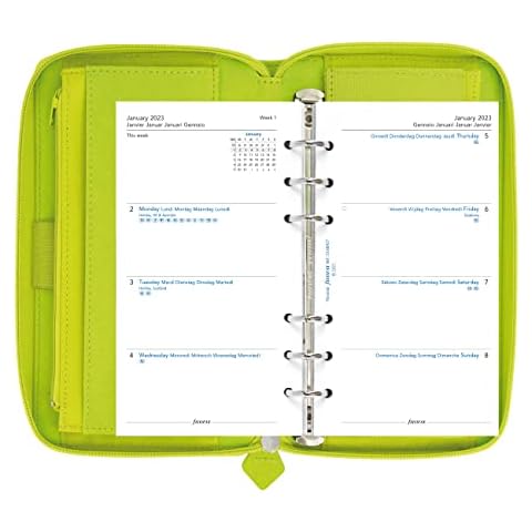 Filofax Saffiano Zip Organizer,persönliche kompakte Größe,Birne - Kreuzmaserung,Lederoptik,sechs Ringe,Wochenansicht,Kalender Cover