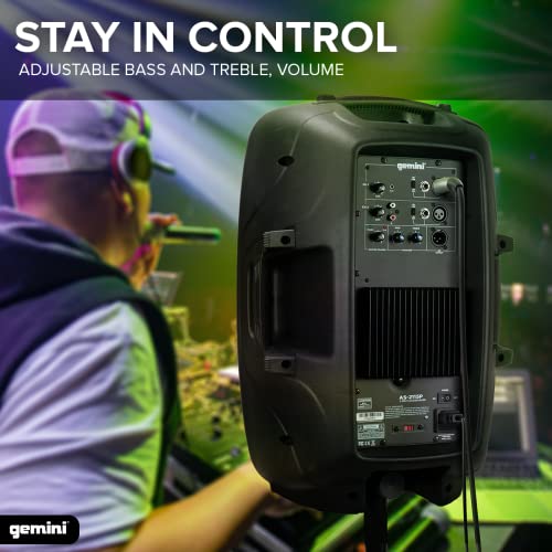 Gemini Sound As-2115P Amplified 2-Channel Pa Dj Monitor System, 15" Inch Woofer 2000W Watts Power Speakers With Xlr Input/Output, 2 X 1/4" Inch Microphone/Rca And Aux Inputs W/Handles #TOP1