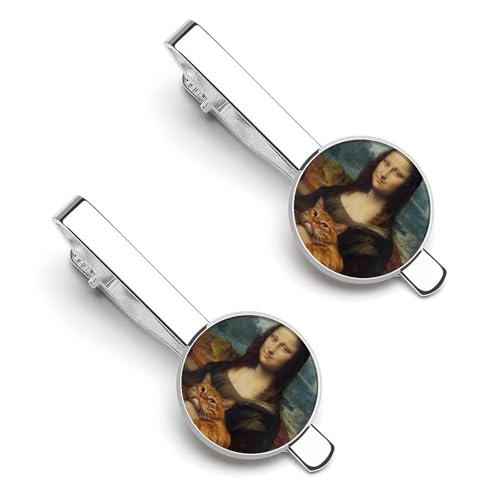 ネクタイピン 2枚セット 面白い モナリザ 猫 タイクリップ おしゃれ お洒落 衣装アクセサリー ビジネス 日常仕事 結婚式 冠婚 記念日 卒業式 入学式 プレゼント