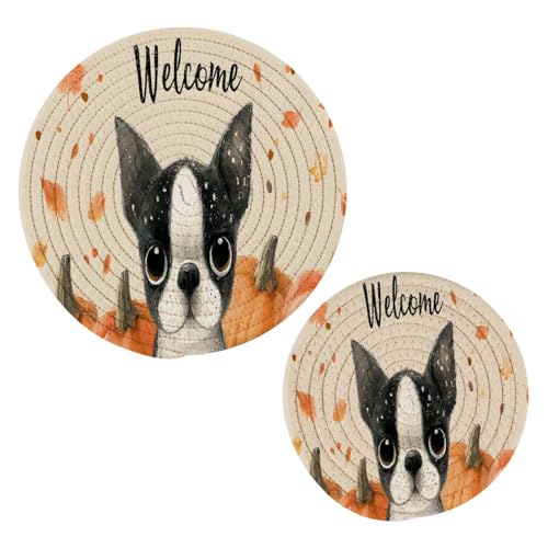 ALAZA Pumpkin Boston Terrier Trivet