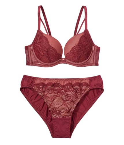 [ピーチ・ジョン] 【WEB限定】【盛りブラ 盛れる 谷間 セクシー ストリング レース チャーム付 ひびきにくい】レースレイヤードストリング盛り ブラセット 上下セット ブラジャー ショーツセット レッド D70 - PEACH JOHN(ピーチ・ジョン) - 商品画像