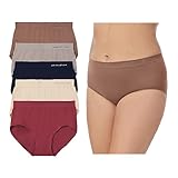 Jones New York Underwear for Women Modern Brief Full Coverage Seamless Stretch Comfort Panties - 5 Pack Multipack - Maroon/Natural/Navy/Zinc/Java, Small