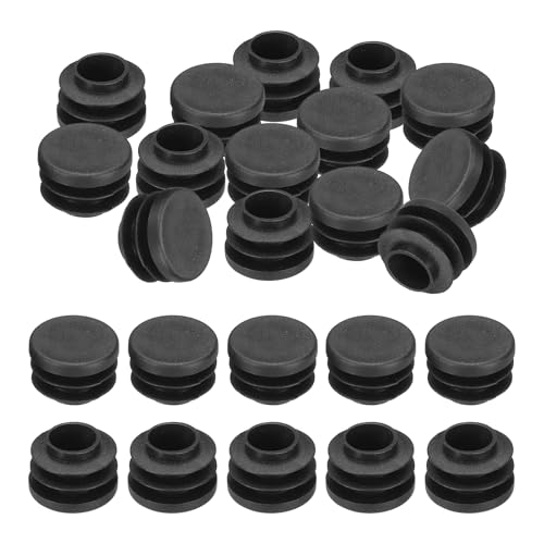 Image of PATIKIL 13 /16 inch Plastic Tubing End Caps, 24Pcs Round Hole Plug Insert for Round Iron Pipe Chair Leg Table Bookshelves Patio Furniture, Black