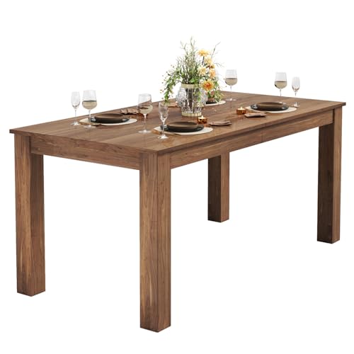 GOLDFAN 160 cm Large Dining Table Rectangular Wooden Kitchen Table with Wood Legs for Dining Room and Living Room,160 * 80 * 76cm