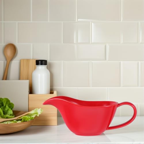 Tazón mezclador con pico de porcelana rojo miniatura 2