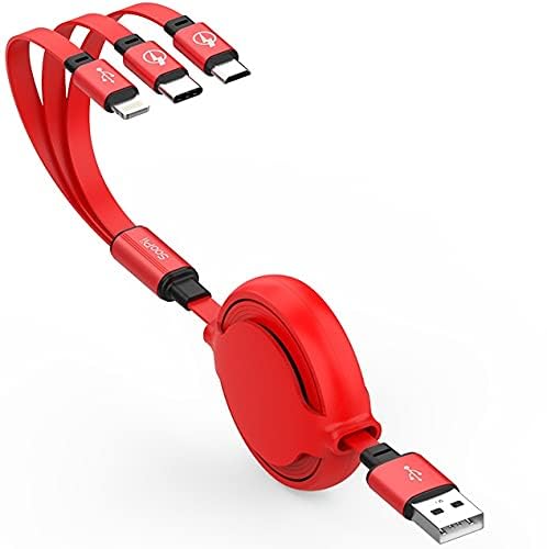 Image of SOOPII 3 in 1 multi usb cable, Compatible for Apple iPhone Micro and C -Type, charges 3 phone at same time 1.2meter long 2.1 A output.