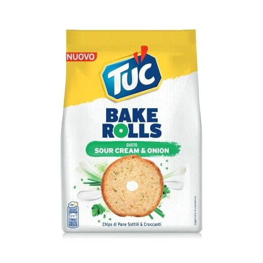 Tuc Bake Rolls, Gusto Sour Cream e Onion, Chips di Pane Cotte al Forno, Sottili e Croccanti, 150g