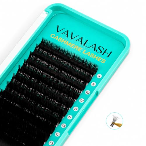 VAVALASH Cashmere Lash Extensions C CC D DD LD L B J M Curl,0.03-0.2thickness,8-20mm,Volume Eyelash Extensions,Soft Super Matte Black Individual Lashes Tray,Professional Lash Salon Use(0.03-CC-8-15MM)