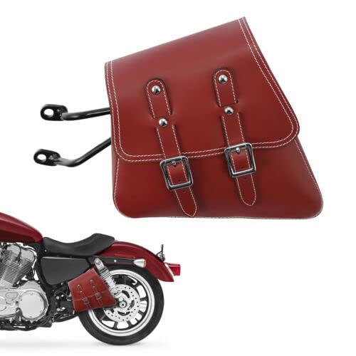 Alforjas impermeables rojas TCMT para Harley Sportster 883 y 1200 2007-2020 en cuero PU miniatura 1