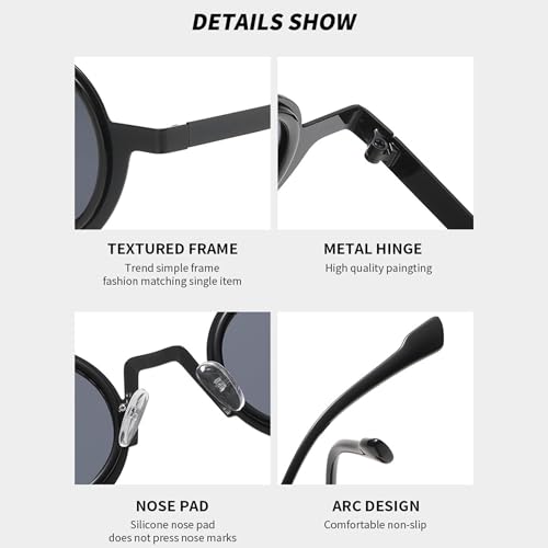 bullabulling Fashion Round Sunglasses for Women Men Retro Punk Sunglasses Trending Green Sun Glasses Metal Shades UV4004