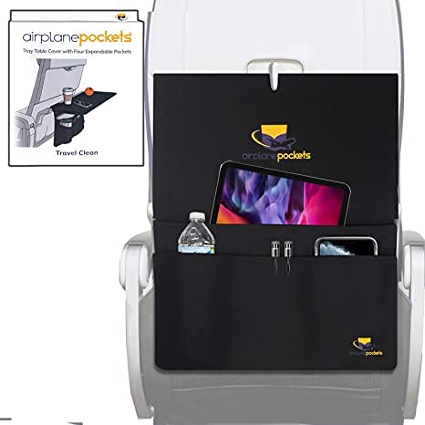Airplane Pockets Airplane Tray Table Cover Airplane Seat Back Organizer & Storage Airplane Travel Essentials For Flying Sanitary Travel Accessories For Plane Travel Media Pouch For Airplane, 2 Pack #TOP7