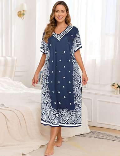 Image of Bloggerlove Women's Caftan Nightgown with Pockets, Long House Dress