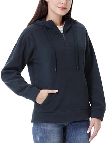 GIMECEN Women's Polar Fleece Hoodies Quarter Zip Sweatshirt Long Sleeve Sweaters Casual Pullover Jacket with Pocket4