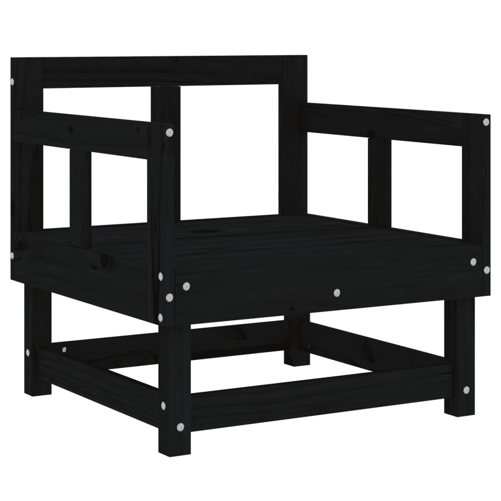 Tidyard Sillas Exterior,Sillones,Sillones de Jardin,Sillones Jardin Exterior,Sillones Relax,Sillones de jardín 2 Unidades Madera Maciza Pino Negro 2##